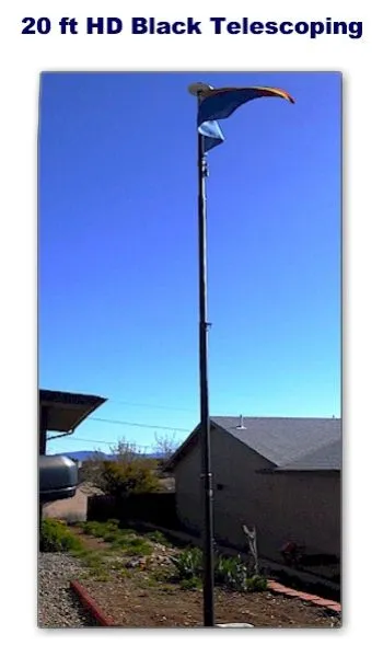 20-foot Black Heavy Duty Telescoping Flagpole - Made in USA